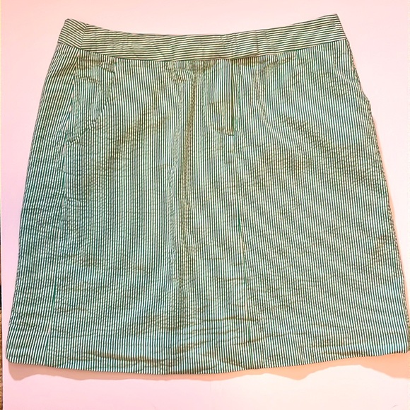 Green and white striped mini skirt front sip side pockets - Picture 1 of 7